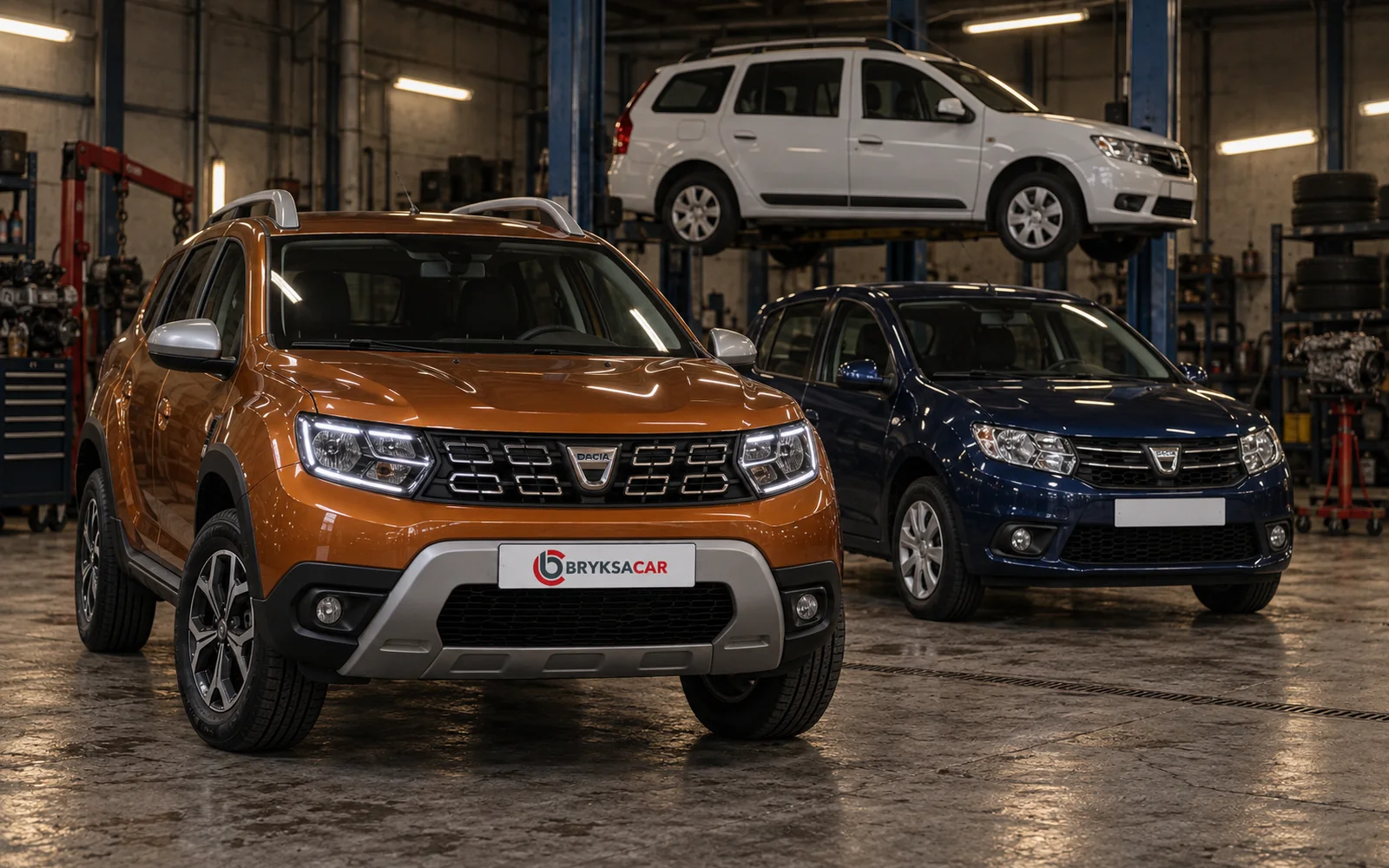 Dacia Duster, Sandero i Logan w hali warsztatu