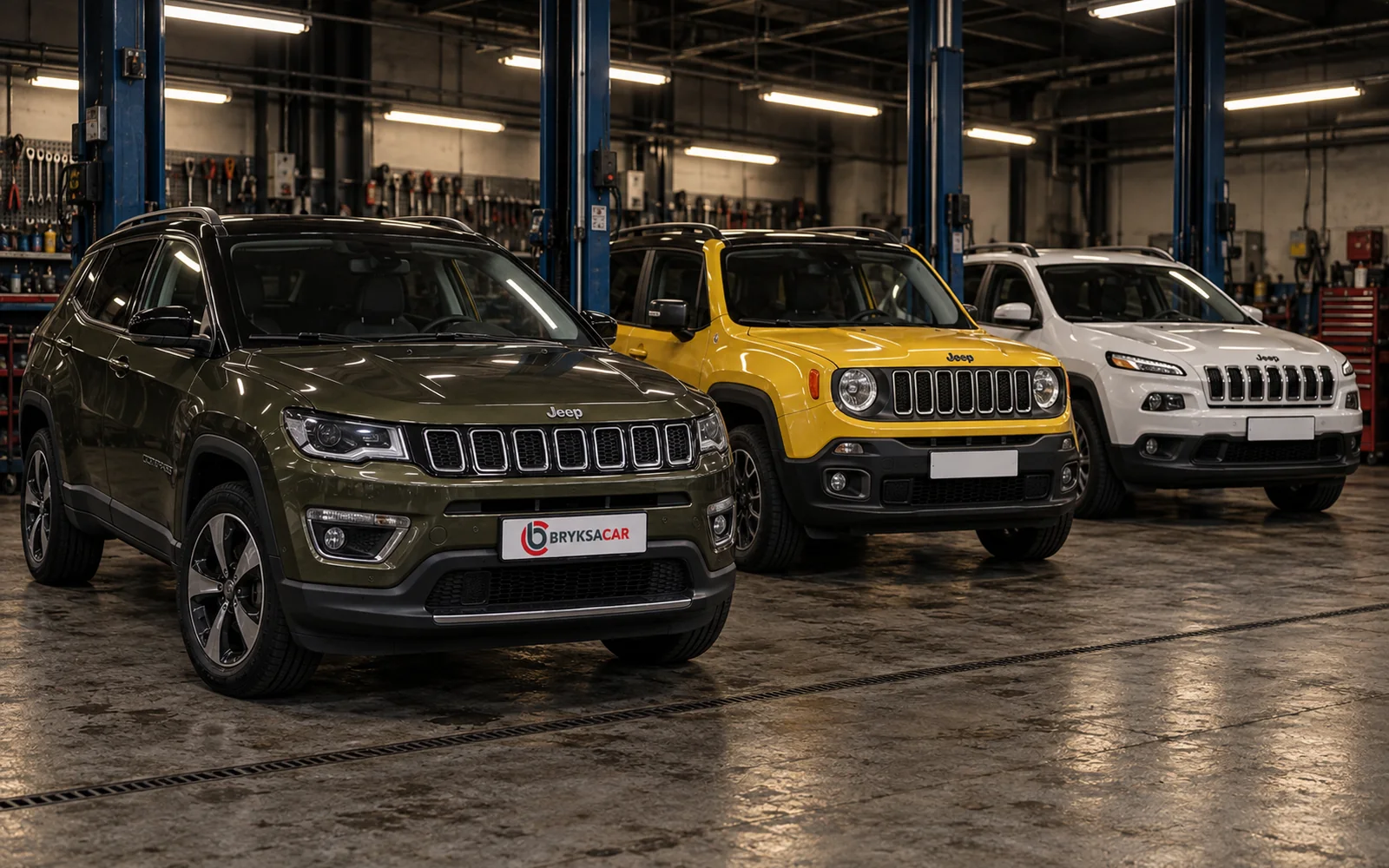 Jeep Compass, Renegade i Cherokee w hali warsztatu