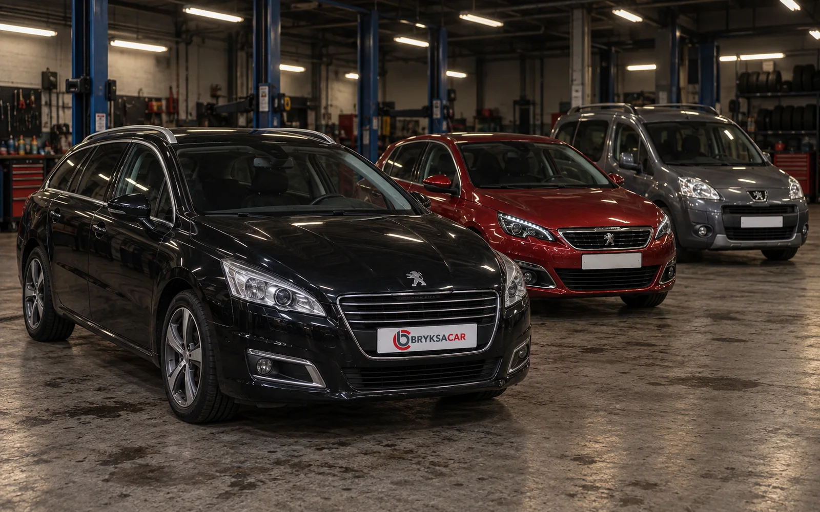 Peugeot 508, 308 i Partner w hali warsztatu